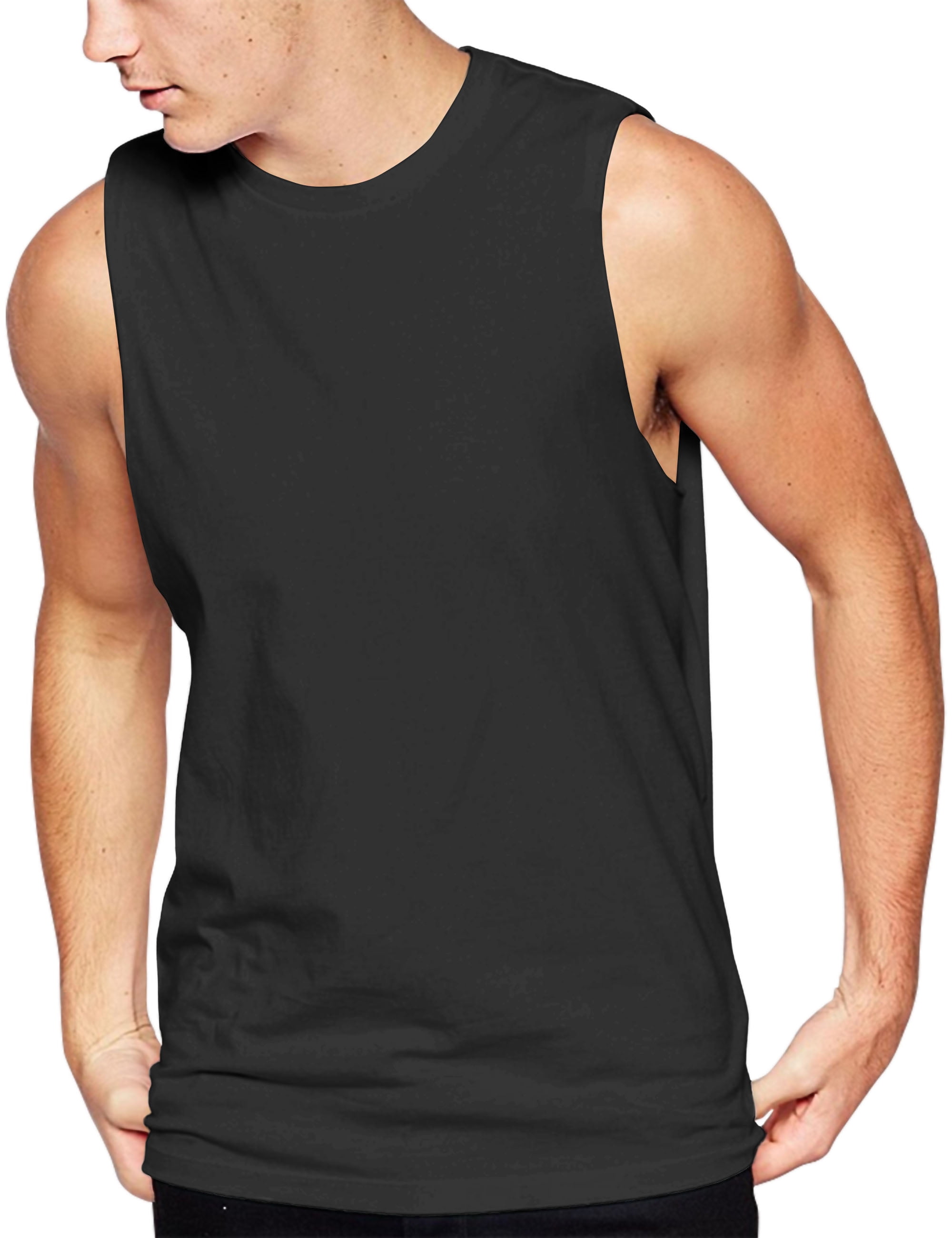 Hat and Beyond Mens Two Tone Sleeveless Tank Top Basic Lightweight Workout Muscle Tee 