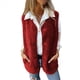 thumbnail image 1 of Chalecos de Forro con Cuello en V para Mujer, Chaquetas de Felpa con Botones, Sin Mangas, con Bolsillos. Rojo XXXL, 1 of 6