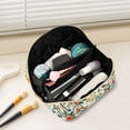 thumbnail image 2 of FORMRS Makeup Bag Travel Cosmetic Organizer for Women Fold Flat Zipper Pouch with Handle, Light Green Floral Pattern, 2 of 8