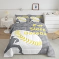 thumbnail image 2 of Feelyou Cartoon Baseball Athlete Full Size Comforter Sets for Boys, Grey Yellow Stripes Bedding Comforter Set, Ball Sports Theme Reversible Bedding Sets, Lightweight Room Decor, 3-Piece, 2 of 8
