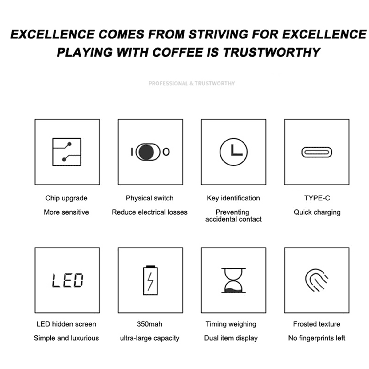 Rechargeable Coffee Scale 2Kg Small Baking Home Automatic Timing Smart Electronic Kitchen Scale Accurate 0.1G
