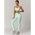 thumbnail image 5 of IDOPIP Workout Sets for Women Seamless Butt Lifting Leggings Halter Sports Bra Scoop Neck Backless Yoga Outfit 2 Piece Gym Running Outfits, 5 of 6