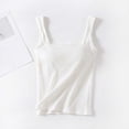 thumbnail image 3 of Fanxing Women's Cotton Tank Top with Build in Bra Adjustable Wider Strap Camisole Basic Cami Tanks White,L, 3 of 5