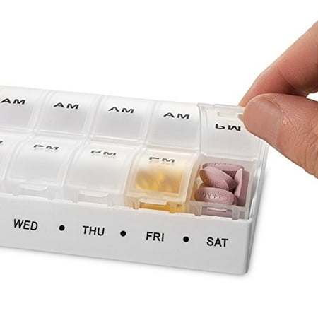 MEDca 7-day Exclusive Large 7 Individual Compartments Pill Organizer Weekly Pill Planner -Medicine Planner Box for Vitamins Prescription Arthritis