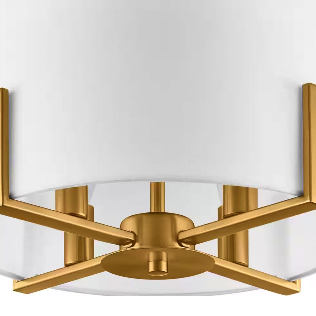 Ceybo — 4 Light Aged Brass Semi Flush Mount with White Drum Shade