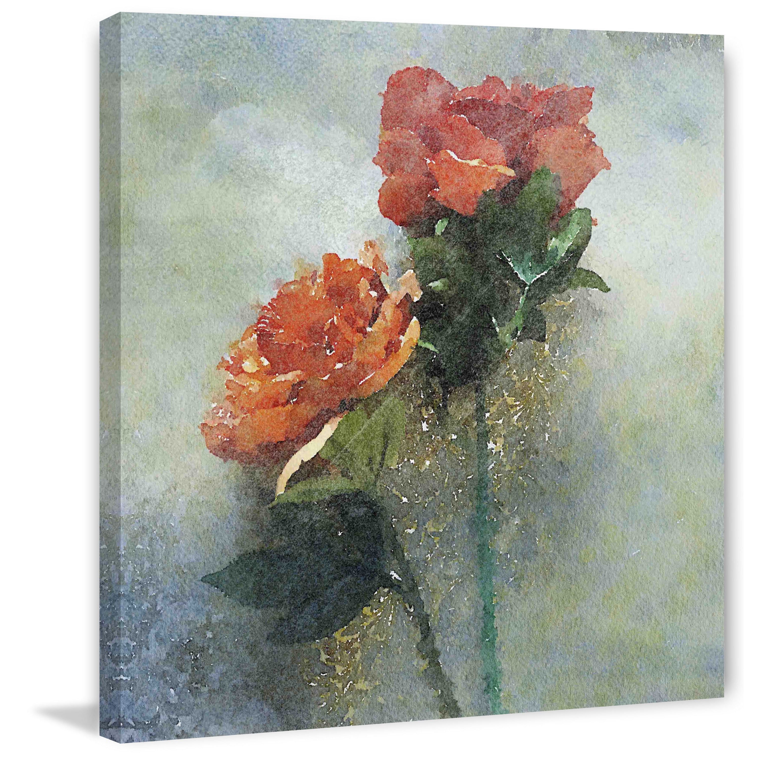 Marmont Hill - "Two Flowers" by Irena Orlov Painting Print on Wrapped Canvas