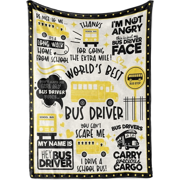 DAJU School Bus Driver Throw Blanket Flannel Blankets for School Bus Driver School Bus Driver Gifts on Christmas Birthday Thanksgiving(30*40inch)