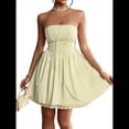 thumbnail image 1 of Vestidos de Fiesta Cortos Sin Tirantes, con Encaje, Abullonados y Corsé. Amarillo XL, 1 of 10