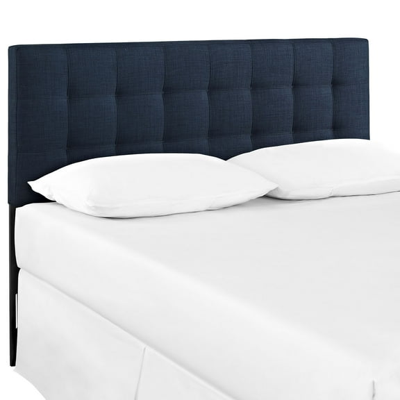Modern Contemporary Queen Size Fabric Headboard, Blue, Fabric