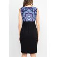 thumbnail image 6 of Danny & Nicole Scoop Neck Sleeveless Zipper Back Multi Print Crepe Dress with Matching Jacket-BLACK TEAL / 18, 6 of 15