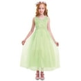 thumbnail image 3 of IBTOM CASTLE Little Big Girls Flower Tulle Dress Princess Pageant Wedding Birthday Party Formal Long Dance Evening Maxi Gown 6-7 Years Light Green, 3 of 8