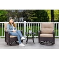 thumbnail image 5 of Kullavik 3 Pieces Patio Swivel Rocker Wicker Chairs-Outdoor Swivel Rocking Chairs with 1 Rattan Coffee Table&2 Grey Thickened Cushions Outdoor Furniture Conversation Sets for Patio Garden - Khaki, 5 of 10