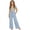 Light Blue, variant on Girls Linen Pants, Summer Casual High Waist Straight Leg Trousers, Lightweight Loose Fit with Pockets (White, 8-9 Years)