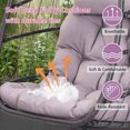 thumbnail image 3 of SYNGAR Indoor Outdoor Patio Wicker Hanging Chair, UV Resistant Swing Hammock Egg Chairs Soft Cushions with Aluminum Frame, 350lbs Capacity for Patio Balcony Bedroom Living Room, Gray, 3 of 11
