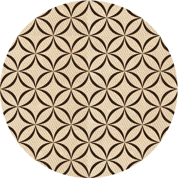 Ahgly Company Machine Washable Indoor Round Transitional Sienna Brown Area Rugs, 8' Round