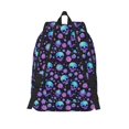 thumbnail image 2 of Picia purple Skull flower Printed Canvas Daypack - Stylish and Durable Vintage Compact Backpack - Class, Work, Travel, or Laptop Bookbag,Organized Compartments-Medium, 2 of 6