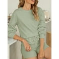 thumbnail image 3 of Topcobe Women' s Long Sleeve Solid Color Lounge Wear Set, S-3XL Green, 3 of 5