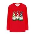 thumbnail image 6 of asdoklhq Crewneck Sweatshirt Women's Fashionable and Casual Loose Christmas V-neck Long Sleeved T-shirt Top Red S, 6 of 7