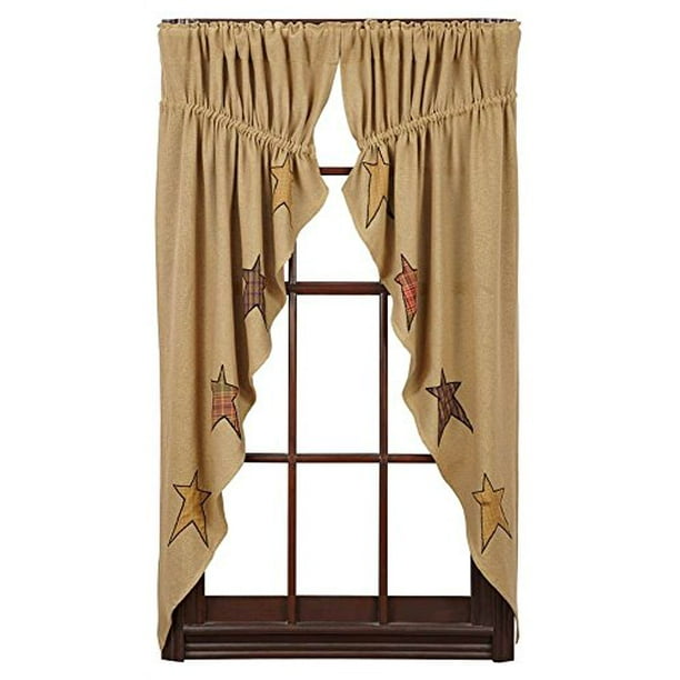 VHC Brands Stratton Burlap Applique Star Prairie Short Panel Set2