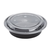 Karat [150 Pack - 24oz] Reusable Microwavable Meal Prep Containers with Lids | Black Round Plastic Food Containers (IM-FC4024B)