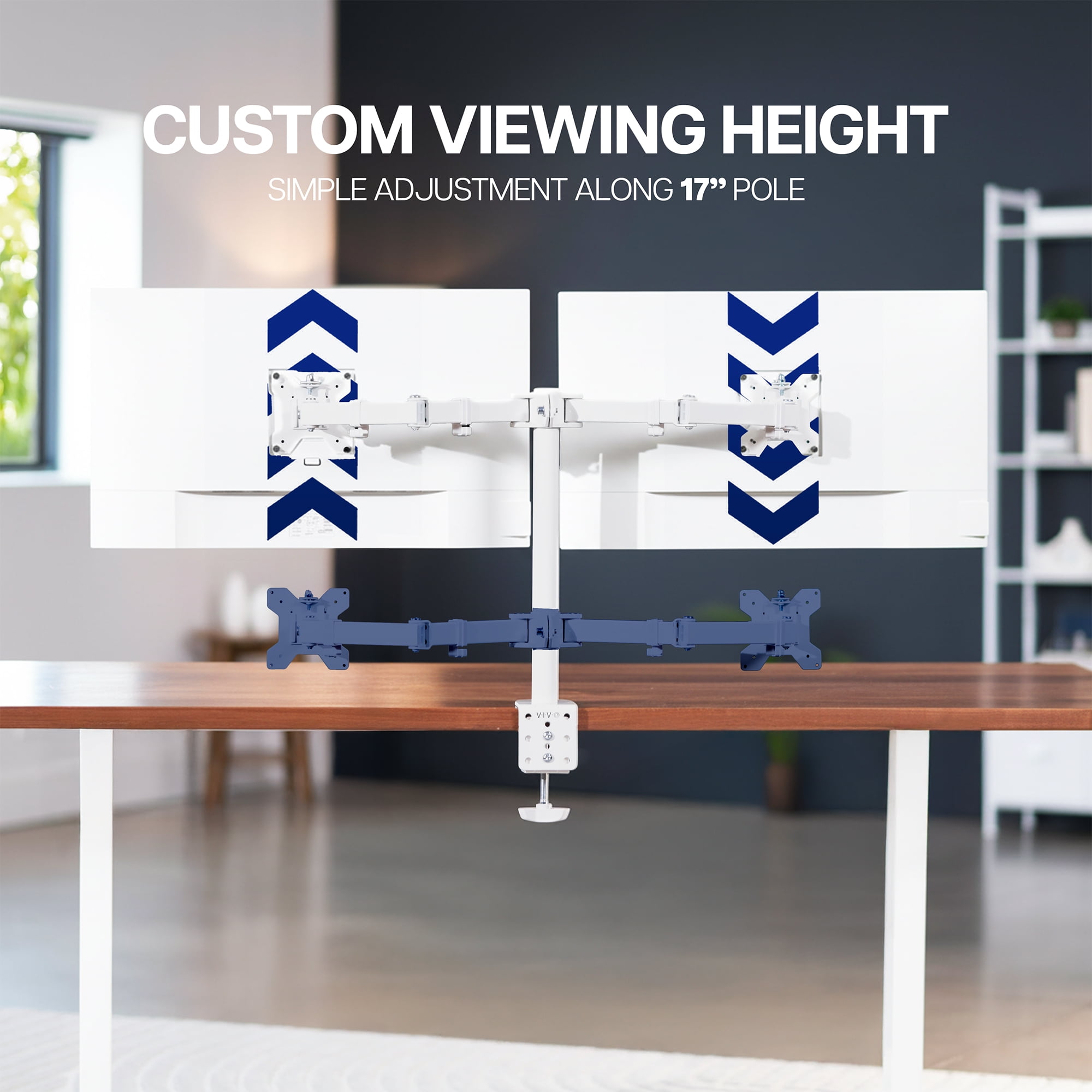 VIVO White Dual Monitor Desk Mount Stand, Fits Computer Screens up to 30"