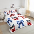 thumbnail image 4 of Feelyou Dreamy Ribbon Cherry Queen Comforter Set for Kids, American Flag Bowknot Bedding Sets, Fairy Tale Style Reversible Bedding Comforter Set, Breathable Home Decor, 3-Piece, 4 of 9
