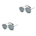 thumbnail image 4 of Qarigey Gafas de sol hexagonales para hombres y mujeres lentes polarizadas de moda montura ligera Unisex PC protección plata blanco silveC4 plata blanco plataC4 2Conjunto, 4 of 6