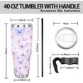 thumbnail image 4 of Butterfly 40 Oz Tumbler with Handle and Straw, Purple Butterfly Large Big Stainless Steel Vacuum Insulated Tumbler Coffee Cup Water Bottle Travel Mug,Butterfly Gifts for Women Decor Accessories Stuff, 4 of 6