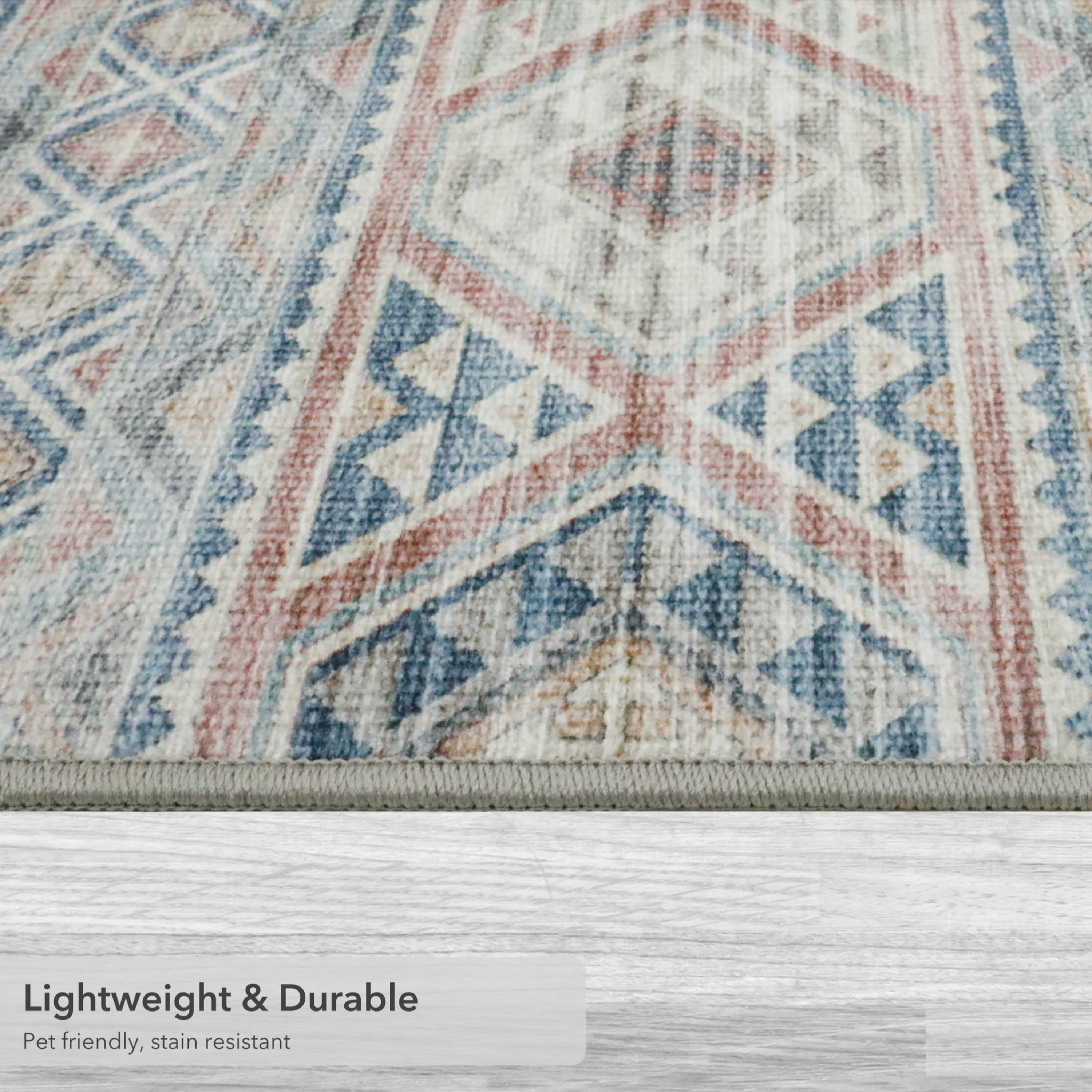 Washable Skid-Resistant Area Rug Geometric Pink 8' x 11'