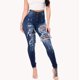 thumbnail image 5 of Gibobby pantalones deportivos mujer Jeans Waist Hollow Pantalones de becerro rectos de barril para mujer (Azul, S), 5 of 5
