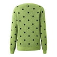 thumbnail image 4 of GBSYEWXS Women Sweater Crew Neck Long Sleeve Pullover Retro Polka Dot Print Sweater Warm Green, 4 of 5