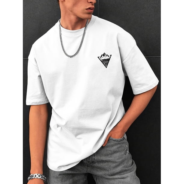 Camiseta informal con estampado geométrico para hombre: algodón suave, cuello redondo, manga corta, lavable a máquina. Versátil y elegante para todas las estaciones. Camiseta informal de manga corta c