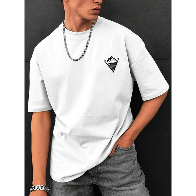 Camiseta informal con estampado geométrico para hombre: algodón suave, cuello redondo, manga corta, lavable a máquina. Versátil y elegante para todas las estaciones. Camiseta informal de manga corta c