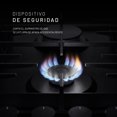 thumbnail image 4 of Nuur - Parrilla de Gas Empotrable 6 Quemadores, Cocina con Potencia y Estilo, Vidrio Templado 8mm, Quemador Triple, Perillas Iluminadas, Hierro Fundido, Anti-Fugas FFD, Gas LP y Natural, Negro Mate, 4 of 8
