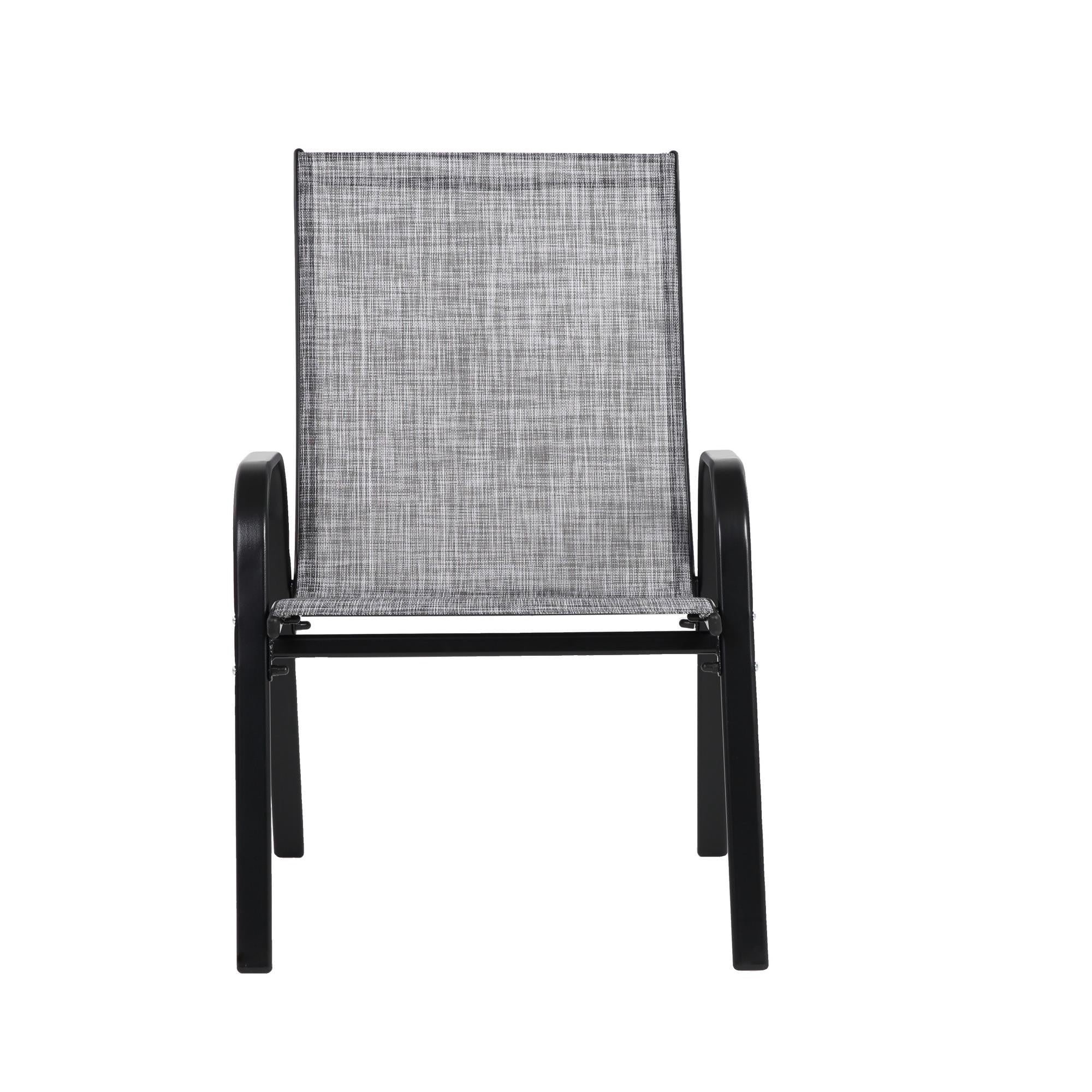 Sailvan Set of 4 Outdoor Patio Chairs,Breathable Textilene Garden Dining Chairs with Armrest and High Backrest Grey