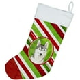 thumbnail image 2 of Caroline's Treasures Siberian Husky Candy Stripe Multi-color Christmas Stocking, with Soft Suede Fabric 18", 2 of 3