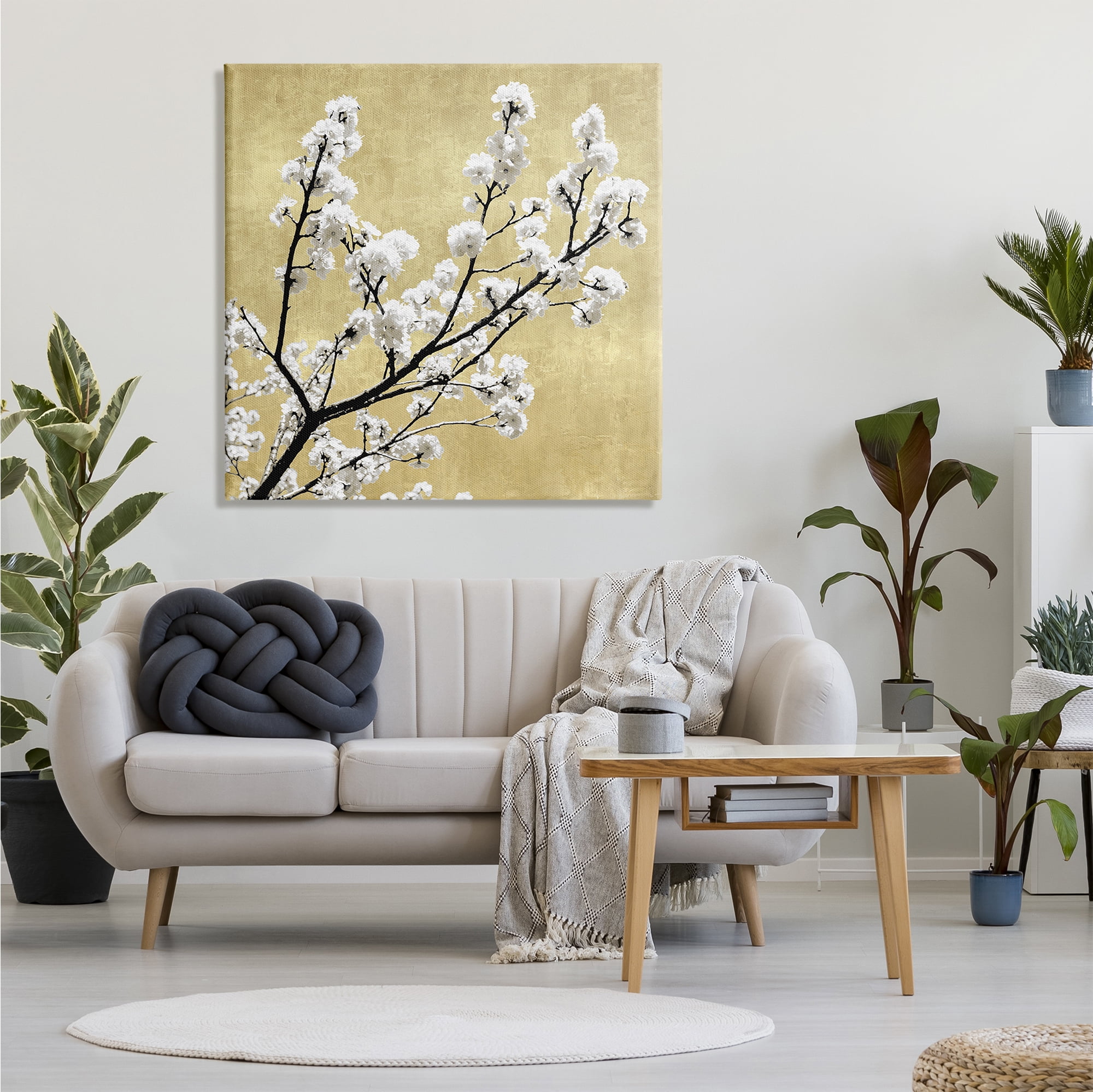 Stupell Industries Top of Cherry Blossom Tree Over Neutral Tan Designed by Kate Bennett