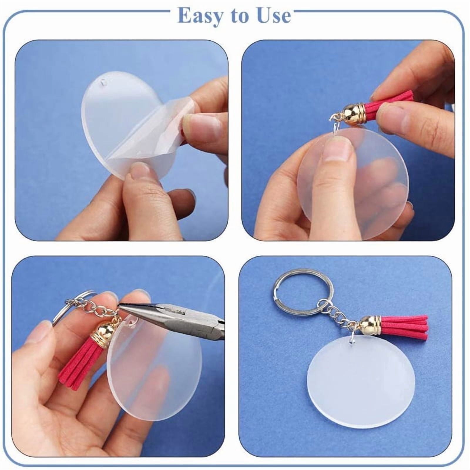 324x Acrylic Keychain Blanks Set Circle Ornaments Blanks Clear Round Acylic Disc Ornament with for Key Chain Rings for D