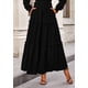 thumbnail image 5 of Vestido maxi de manga larga con fruncido PRETTYGARDEN negro XS, 5 of 8