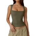 thumbnail image 2 of WTXUE Camisole Tops Sleeveless Tops for Women 2024 New Women'S Sweet Collar Sleeveless T Shirt Double Line T Shirt Slim Fit Top Bandeau Tops for Women Crop Tank Tops Workout Tank Tops Woman Green S, 2 of 8