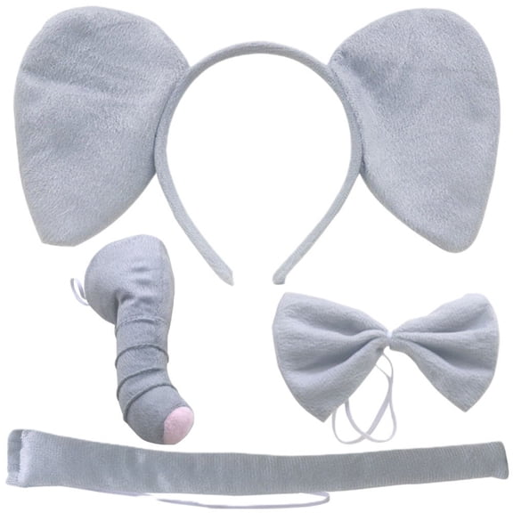 vlrwzc Elephant Set Elephant Ears Headband Nose Tail Bow Tie Kit Animal For Halloween Birthday