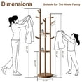 thumbnail image 5 of Solid Wood Rotary Coat Rack, Freestanding hat Rack with 3 Shelves and 9 Hooks, Coat tree for Bedroom, Entryway, Livingroom, Coat Hanger Stand for Coats, Scarves, Handbags (walnut), 5 of 8