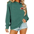 thumbnail image 6 of WCJM Women's Hoodless Sweatshirt Long Sleeve Football Fan Sweatshirt for Women Embroidered Crewneck Casual Top, 6 of 7