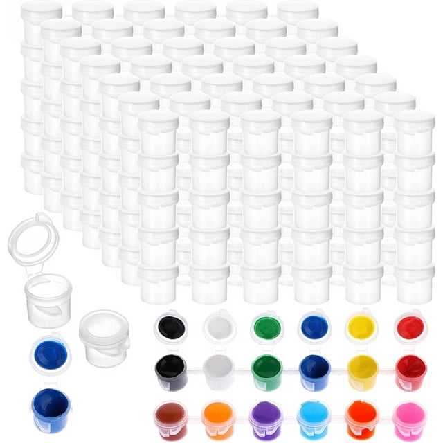 100 tiras, 600 botes de pintura vacíos, envases de pintura de 3 ml/0,1 oz con tapa