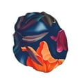 thumbnail image 2 of Kll Tropical Flower Pattern Shower Cap & Bath Cap For Women,Reversible Oversized Waterproof Shower Caps For All Hair Lengths,Elastic Reusable Bathing Hair Cap, 2 of 9