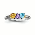 thumbnail image 2 of Sterling Silver & 14k Three-stone Mother's Ring Mounting Size 10, 2 of 3