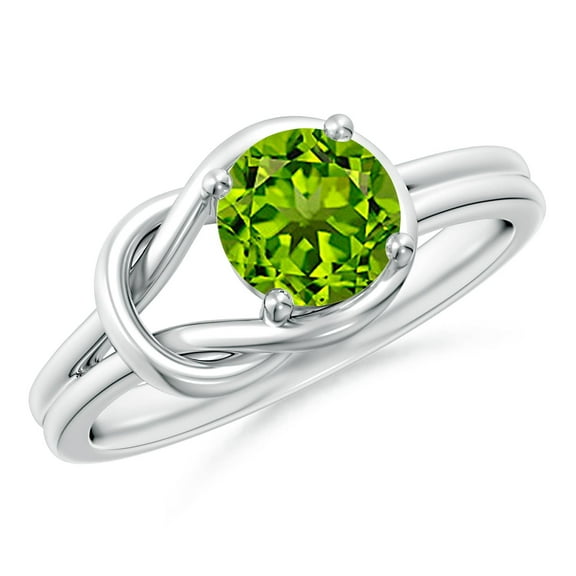ANGARA Natural Peridot Solitaire Ring for Women, Girls in Silver, Ring Size- 7 (Stone Grade: Heirloom-AAAA, Size: 6mm) August Birthstone Jewelry Gift for Her Birthday, Engagement, Wedding, Anniversary
