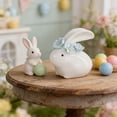 thumbnail image 4 of Stijggn Easter Bunny Decor Ceramic Bunny Figurine Easter White Porcelain Rabbit Statues Easter Bunny Statue Spring Home Tabletop Decor, 4 of 9