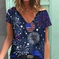 thumbnail image 2 of ibuvkizy Independence Day Shirts for Women Fashion American Flag Tops Patriotic Print Short Sleeve T-Shirts Red White Blue Shirts for Women Blue S, 2 of 4