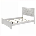 thumbnail image 5 of Queen Size Wood Panel Bed with Tufted Upholstered Headboard - White Finish for Master/Guest Bedroom, 5 of 5